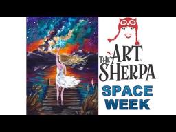 Acrylic Painting tutorial Galaxy Mountain Lake Landscape #spaceweek