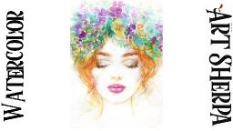 FLORAL FACE Easy How to Paint Watercolor Step by step | The Art Sherpa