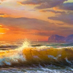 GOLD SUNSET WAVES Beginners Learn to paint Acrylic Tutorial Step by Step