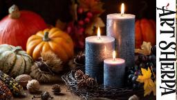 FALL CANDLE Beginners Learn to paint Acrylic Tutorial Step by Step