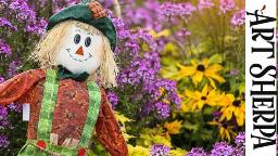 CUTE SCARECROW FALL GARDEN  Beginners Learn to paint Acrylic Tutorial Step by Step