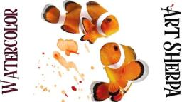 CLOWNFISH Easy How to Paint Watercolor Step by step | The Art Sherpa