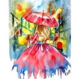 Girl in the Rain Red Dress Easy How to Paint Watercolor Line and Wash Step by step | The Art Sherpa