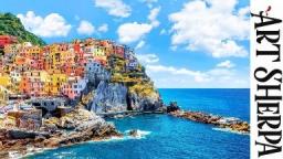 Manarola Village LINE and WASH Easy How to Paint Watercolor Step by step | The Art Sherpa