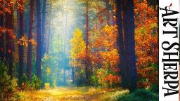 MISTY AUTUMN FALL FOREST PATH  Beginners Learn to paint Acrylic Tutorial Step by Step