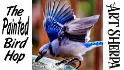 BLUE JAY BIRD BATH | Beginners Acrylic Tutorial Step by Step | The Painted Bird Hop