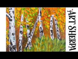 ABSTRACT EASY BIRCH TREES PALETTE KNIFE Beginners Learn to paint Acrylic Tutorial