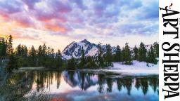 SUNSET LAKE SNOWY MOUNTAIN Beginners Learn to paint Acrylic Tutorial Step by Step