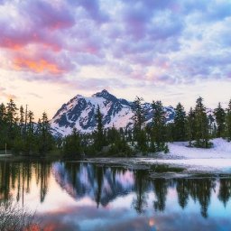SUNSET LAKE SNOWY MOUNTAIN Beginners Learn to paint Acrylic Tutorial Step by Step