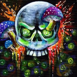 Mushrooms and Skull Spooky Magic Beginners Learn to paint Acrylic Tutorial Step by Step