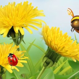 Acrylic Tutorial Step by Step Dandelion flower Ladybug Bumblebee painting | The Art Sherpa