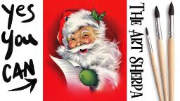 Easy Vintage Santa Beginners Christmas Acrylic Tutorial Step by Step | The Art Sherpa