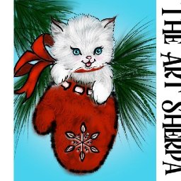 Easy Vintage Christmas Kitten in a Mitten Beginners Learn to paint Acrylic Tutorial Step by Step