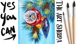 Vintage Retro Christmas Ornaments Beginners Learn to paint Acrylic Tutorial Step by Step