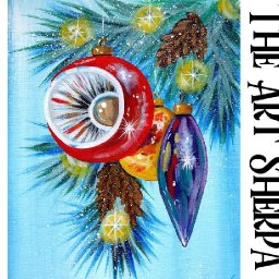 Vintage Retro Christmas Ornaments Beginners Learn to paint Acrylic Tutorial Step by Step