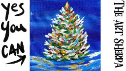 Retro Abstract Lighted Christmas Tree Beginners Learn to paint Acrylic Tutorial Step by Step