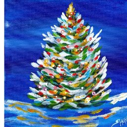 Retro Abstract Lighted Christmas Tree Beginners Learn to paint Acrylic Tutorial Step by Step