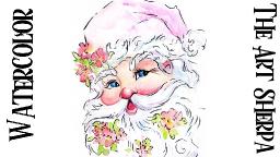 Vintage Santa Claus  Line and Wash Easy Watercolor Step by step for beginners | The Art Sherpa