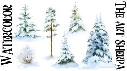 Snowy Pine Trees  Study Easy How to Paint Watercolor Step by step | The Art Sherpa