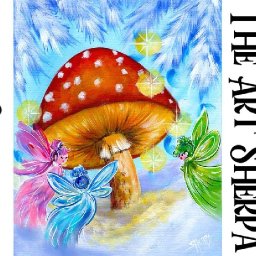 Vintage Fairy Winter Mushroom Fantasy Beginners Learn to paint Acrylic Tutorial Step by Step