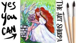 Abstract Goddess Bride a Romantic Beginners Learn to paint Acrylic Tutorial Step by Step