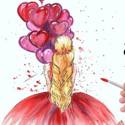 Heart Balloon Valentines Girl  Easy How to Paint Watercolor Step by step | The Art Sherpa