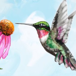 HUMMINGBIRD and FLOWER  Beginners Learn to paint Acrylic Tutorial Step by Step