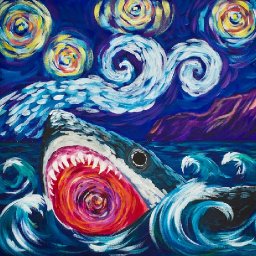 Great White Shark  Learn to paint like Van Gogh  Acrylic for Beginners #Sharkweek2017 #Shark Week