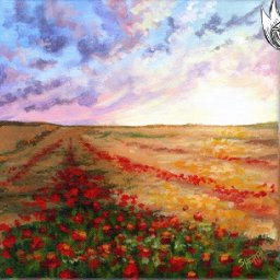 WILD POPPIES IN FIELD COLORFUL CLOUDS 🌺 Easy Acrylic Tutorial Step by Step Day 4   #AcrylicApril2022