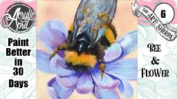 Bee and Flower  Easy Acrylic Tutorial Step by Step Day 6   #AcrylicApril2022