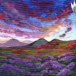 Purple Flowers Mountain Sunset  Easy Acrylic Tutorial Step by Step Day 8   #AcrylicApril2022