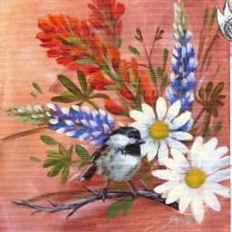Bluebonnet Wildflower Chickadee  🌺🌸🌼 Easy Acrylic Tutorial Step by Step Day 9   #AcrylicApril2022