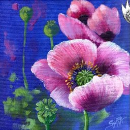 Pink Poppy floral 🌺🌸🌼 Easy Acrylic Tutorial Step by Step Day 13   #AcrylicApril2022