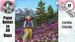 Cowgirl Cosmos Palomino Horse 🌺🌸🌼 Acrylic Tutorial Step by Step Day 17   #AcrylicApril2022