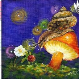 Fantasy Snail Mushroom Strawberry Flower 🌺🌸🌼 Acrylic Step by Step Day 21  #AcrylicApril2022