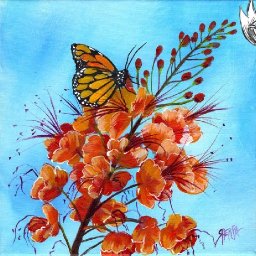 Monarch butterfly on flower 🌺🌸🌼 Easy Acrylic Tutorial Step by Step Day 22   #AcrylicApril2022