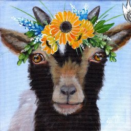 Baby Goat with Sunflower Flower Crown 🌺🌸🌼 Acrylic Tutorial Step by Step Day 23   #AcrylicApril2022