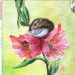 Mouse on a Flower   CUTE  Acrylic Tutorial Step by Step Day 25   #AcrylicApril2022