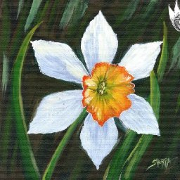 Daffodil Floral  🌺🌸🌼 Easy Acrylic Tutorial Step by Step Day 28   #AcrylicApril2022