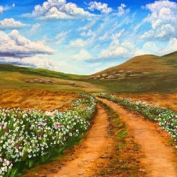 Landscape Path Wildflowers Big Sky Clouds Acrylic Tutorial Step by Step | The Art Sherpa