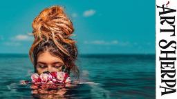 Romantic Girl Swimming in the Ocean    Full beginners Acrylic painting  Tutorial Step by Step