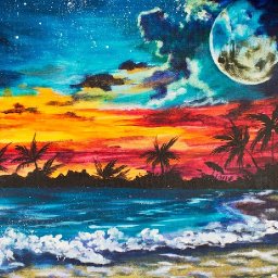 Night Sky Waves and Beach Acrylic Painting LANDSCAPE TUTORIAL