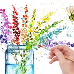 BEGINNERS Easy How to Paint Watercolor Step by step FLOWERS MASON JAR BEE  | The Art Sherpa