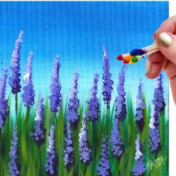 EASY How To Paint  Lavender Flowers with Q-Tips! 🌺 Beginner Acrylic step by Step