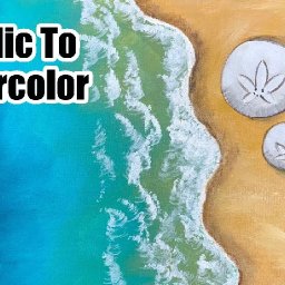 Easy How to Paint Watercolor Beach  Step by step | Acrylic to Watercolor  by The Art Sherpa