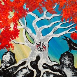 Q Tip Painting Acrylic Painting Weirwood Tree  #WinterIsHere Fire and Ice