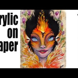 The Fire Fairy Portrait  Acrylic on Paper painting Tutorial Step by Step   #AcrylicTutorial