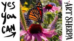 Garden Flowers and Butterfly  Acrylic painting Tutorial Step by Step   #AcrylicTutorial