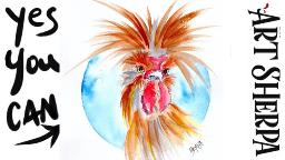 Fluffy polish chicken Easy How to Paint Watercolor Step by step | The Art Sherpa