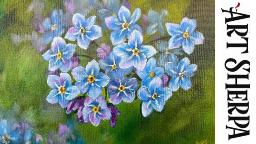 Forget Me Not Flowers 🌺🌸🌼 Beginner Acrylic painting Tutorial Step by Step   #AcrylicTutorial